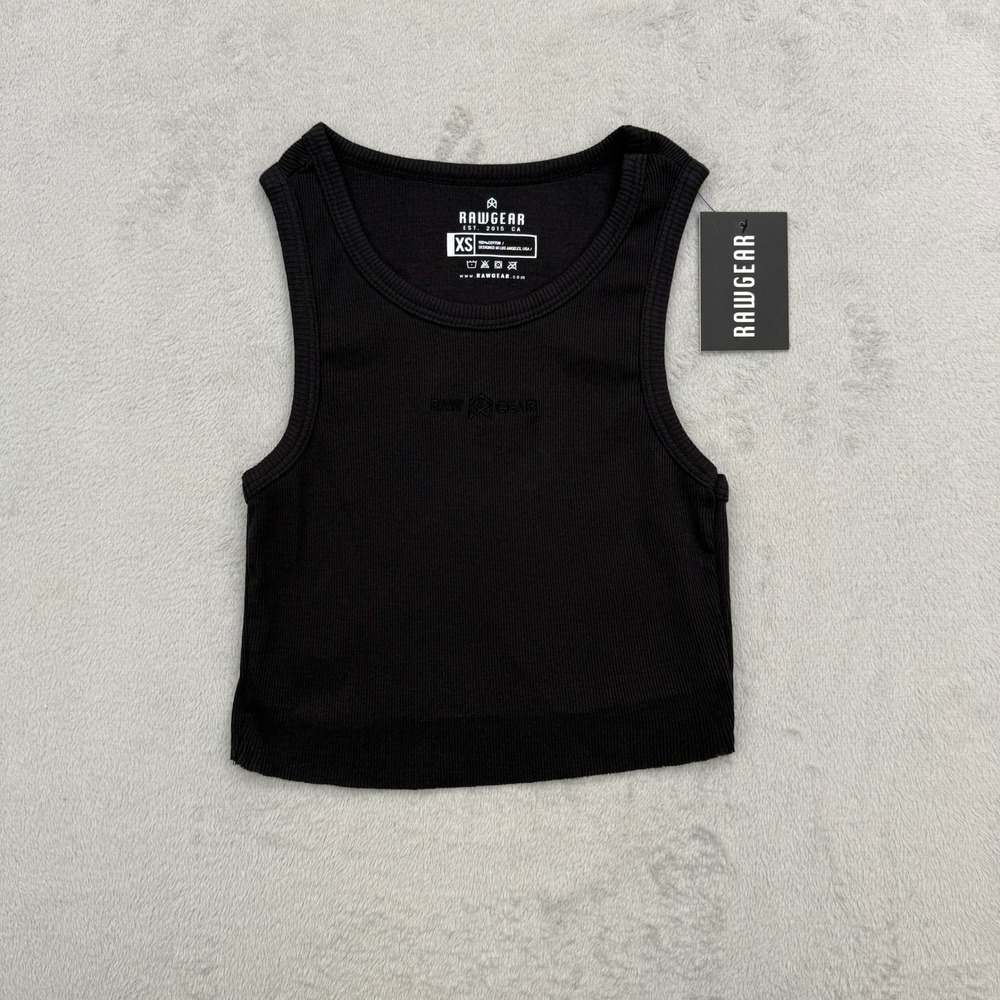 Rawgear Cropped Rib Tee Women XS Ash Black  Ribbed‎ Tank Top Comfortable NWT